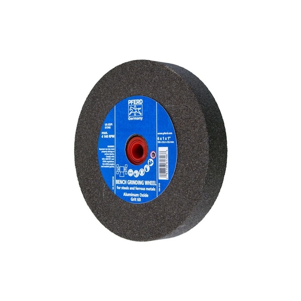 Pferd 61746 6in x 1in Vitrified Bench Wheel 1in A.H., Aluminum Oxide, 60 Grit 61746-PFERD - main